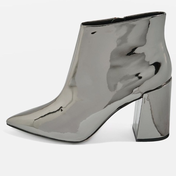 shiny silver ankle boots